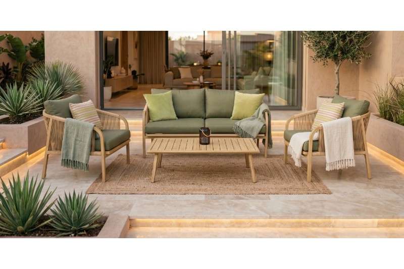 Salon exterieur jamaique en effet bois